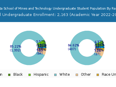 South Dakota School of Mines and Technology 2023 Undergraduate Enrollment by Gender and Race chart