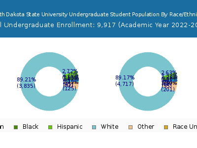 South Dakota State University 2023 Undergraduate Enrollment by Gender and Race chart