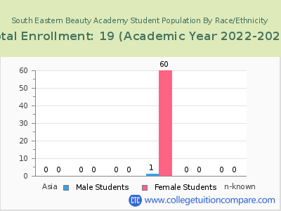 South Eastern Beauty Academy 2023 Student Population by Gender and Race chart
