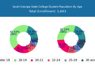South Georgia State College 2025 Student Population Age Diversity Pie chart