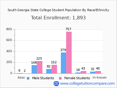 South Georgia State College 2025 Student Population by Gender and Race chart