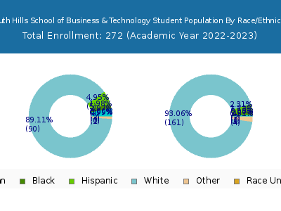 South Hills School of Business & Technology 2023 Student Population by Gender and Race chart