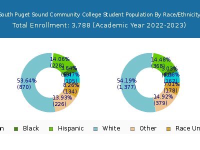 South Puget Sound Community College 2023 Student Population by Gender and Race chart