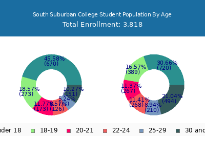South Suburban College 2025 Student Population Age Diversity Pie chart