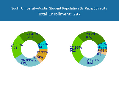 South University-Austin 2025 Student Population by Gender and Race chart