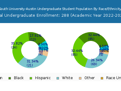 South University-Austin 2023 Undergraduate Enrollment by Gender and Race chart