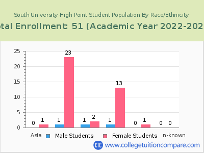 South University-High Point 2023 Student Population by Gender and Race chart