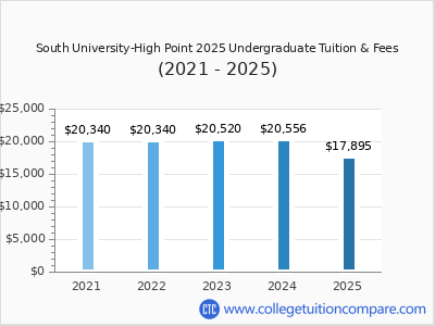 South University-High Point 2025 undergraduate tuition chart