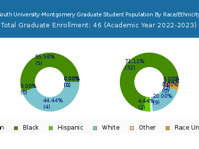 South University-Montgomery 2023 Graduate Enrollment by Gender and Race chart