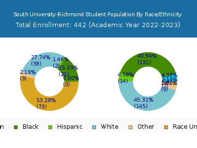South University-Richmond 2023 Student Population by Gender and Race chart
