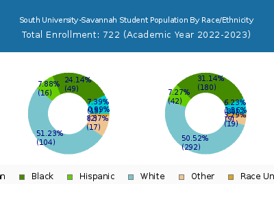 South University-Savannah 2023 Student Population by Gender and Race chart