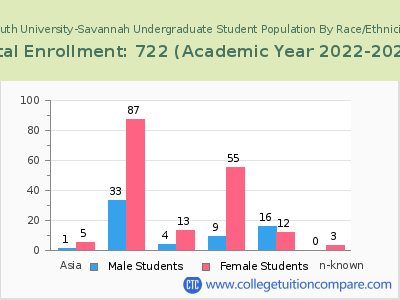 South University-Savannah 2023 Undergraduate Enrollment by Gender and Race chart