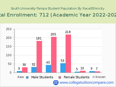 South University-Tampa 2023 Student Population by Gender and Race chart