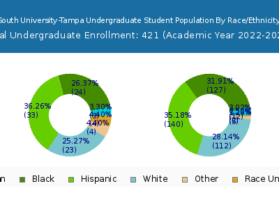 South University-Tampa 2023 Undergraduate Enrollment by Gender and Race chart