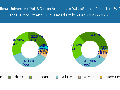 Miami International University of Art & Design-Art Institute Dallas 2023 Student Population by Gender and Race chart