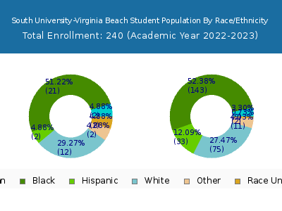 South University-Virginia Beach 2023 Student Population by Gender and Race chart