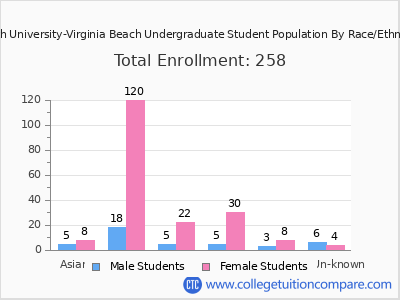 South University-Virginia Beach 2025 Undergraduate Enrollment by Gender and Race chart