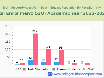 South University-West Palm Beach 2023 Student Population by Gender and Race chart
