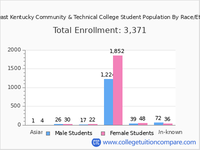 Southeast Kentucky Community & Technical College 2025 Student Population by Gender and Race chart