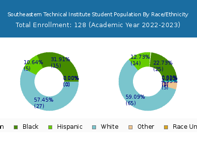 Southeastern Technical Institute 2023 Student Population by Gender and Race chart