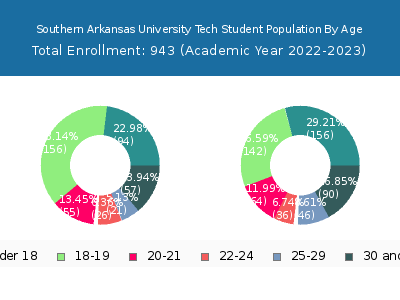 Southern Arkansas University Tech 2023 Student Population Age Diversity Pie chart