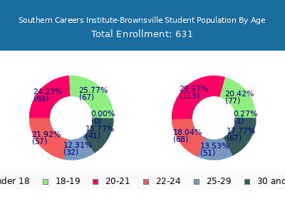 Southern Careers Institute-Brownsville 2024 Student Population Age Diversity Pie chart