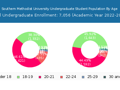 Southern Methodist University 2023 Undergraduate Enrollment Age Diversity Pie chart