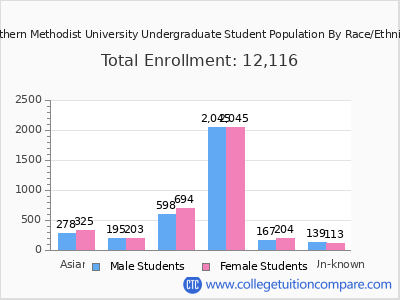 Southern Methodist University 2025 Undergraduate Enrollment by Gender and Race chart