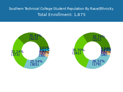 Southern Technical College 2025 Student Population by Gender and Race chart