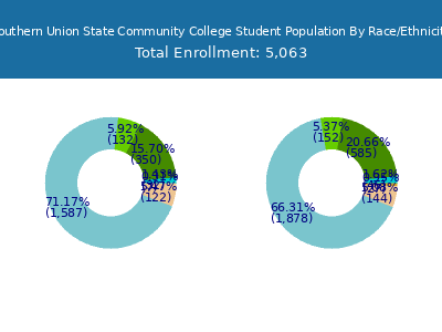 Southern Union State Community College 2025 Student Population by Gender and Race chart