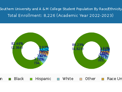 Southern University and A & M College 2023 Student Population by Gender and Race chart