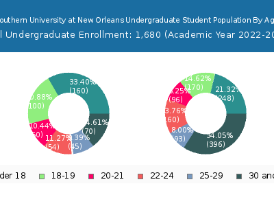 Southern University at New Orleans 2023 Undergraduate Enrollment Age Diversity Pie chart