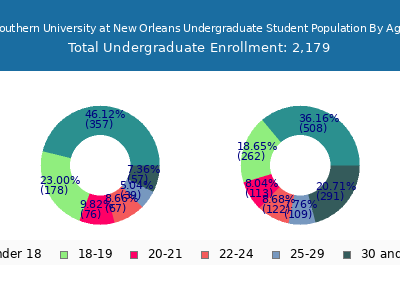 Southern University at New Orleans 2025 Undergraduate Enrollment Age Diversity Pie chart