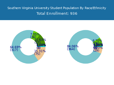Southern Virginia University 2025 Student Population by Gender and Race chart