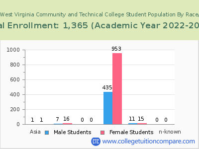 Southern West Virginia Community and Technical College 2023 Student Population by Gender and Race chart