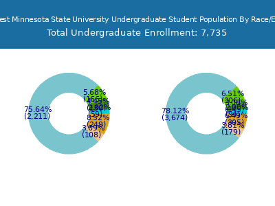 Southwest Minnesota State University 2025 Undergraduate Enrollment by Gender and Race chart