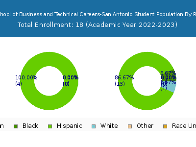 Southwest School of Business and Technical Careers-San Antonio 2023 Student Population by Gender and Race chart