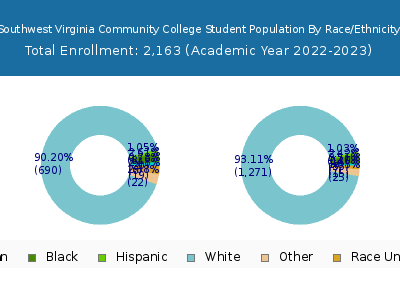 Southwest Virginia Community College 2023 Student Population by Gender and Race chart
