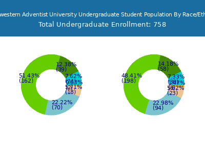 Southwestern Adventist University 2025 Undergraduate Enrollment by Gender and Race chart