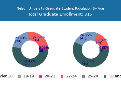 Nelson University 2024 Graduate Enrollment Age Diversity Pie chart