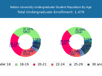 Nelson University 2024 Undergraduate Enrollment Age Diversity Pie chart