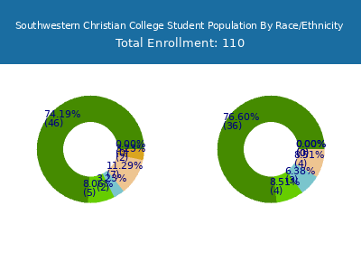 Southwestern Christian College 2025 Student Population by Gender and Race chart