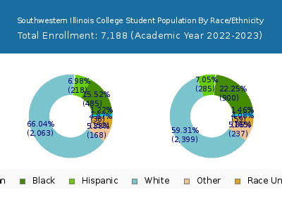 Southwestern Illinois College 2023 Student Population by Gender and Race chart