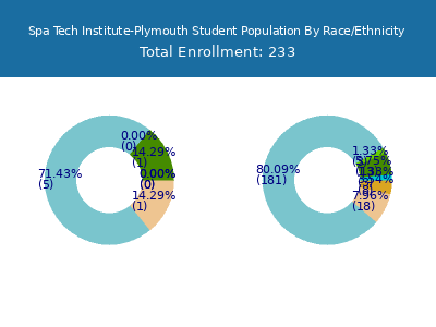 Spa Tech Institute-Plymouth 2025 Student Population by Gender and Race chart