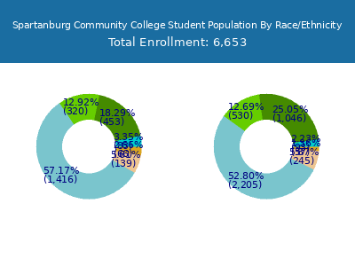 Spartanburg Community College 2025 Student Population by Gender and Race chart