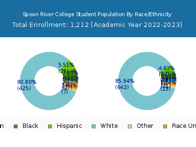 Spoon River College 2023 Student Population by Gender and Race chart