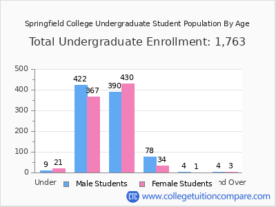 Springfield College 2025 Undergraduate Enrollment by Age chart