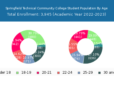 Springfield Technical Community College 2023 Student Population Age Diversity Pie chart