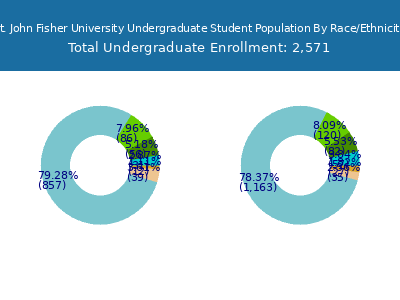 St. John Fisher University 2025 Undergraduate Enrollment by Gender and Race chart