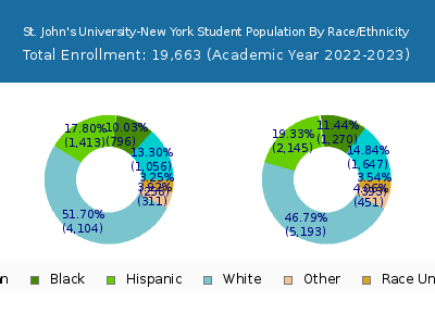 St. John's University-New York 2023 Student Population by Gender and Race chart